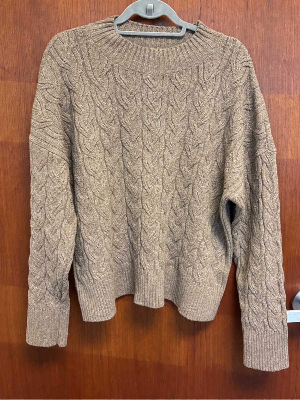 Haven Well Within Organic Cotton Blend Chunky Cable Knit Beige Sweater